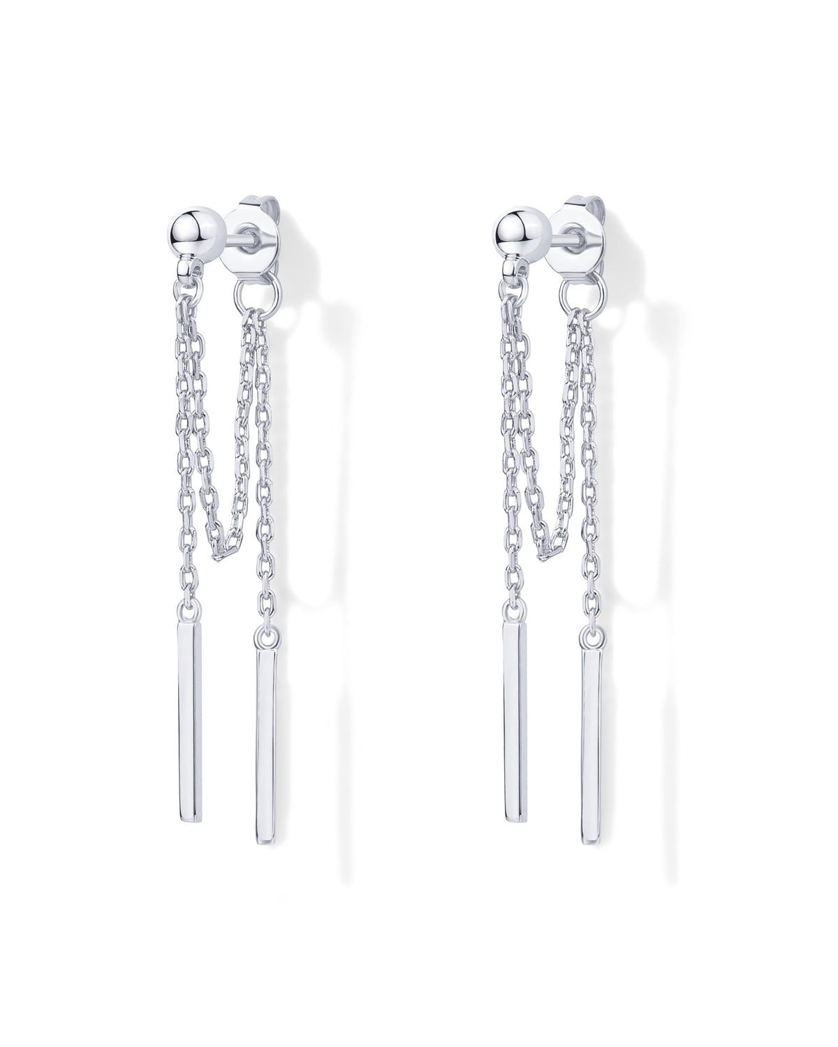PAVOI 18K Gold Plated Drop Chain Earrings for Women, Dangle Chain Studs