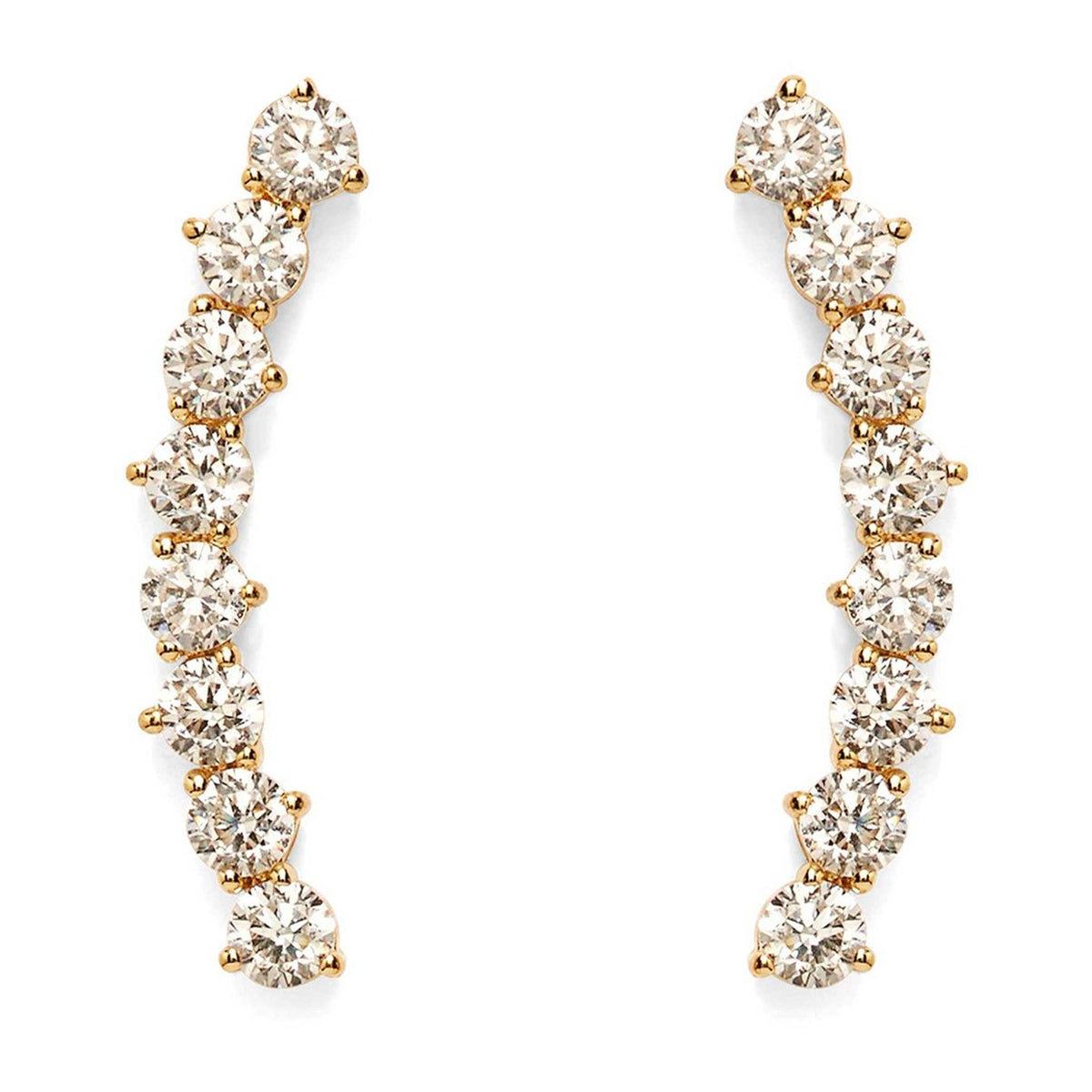 PAVOI 14K Gold Plated Ear Crawler Earrings for Women, CZ Climber Studs