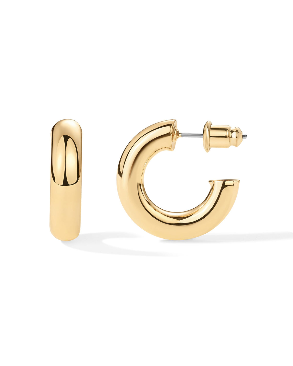 PAVOI Chunky Gold Hoop Earrings for Women, Lightweight 14K Gold Plated