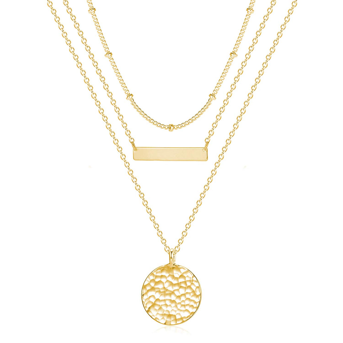 Fettero Pendant Necklace Gold Choker Layered Coin Open Karma Circle Full New Crescent Moon 14K Gold Plated Simple Dainty Necklaces for Women Jewelry Gift