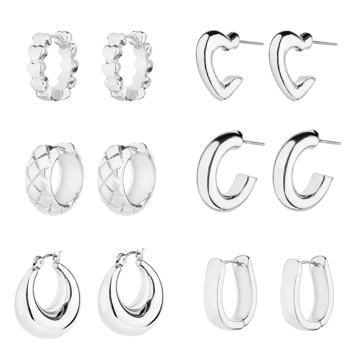 Wgoud 6 Pairs Chunky Gold Hoop Earrings for Women, 14K Gold Plated Hoop Earrings Hypoallergenic, Thick Lightweight Twisted Huggie Hoops Earring Set for Women’s Jewelry GIfts
