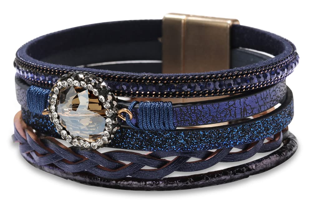 Fesciory Leather Wrap Bracelet for Women, Boho Western Layered Cuff Jewelry