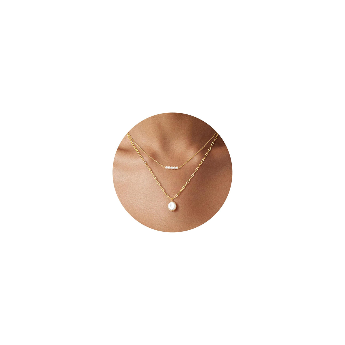 Yoosteel Gold Pearl Necklaces for Women, 14K Gold Plated Pearl Jewelry