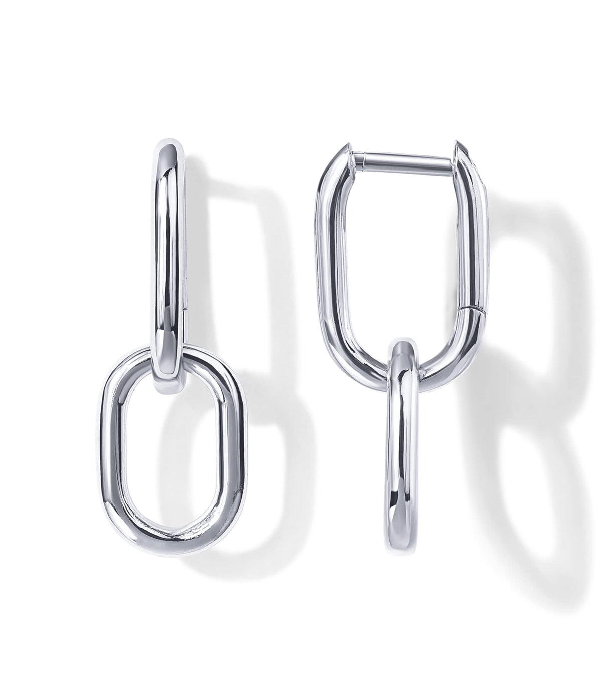 PAVOI Dangle Hoop Earrings for Women, 14K Gold Plated Convertible Paperclip