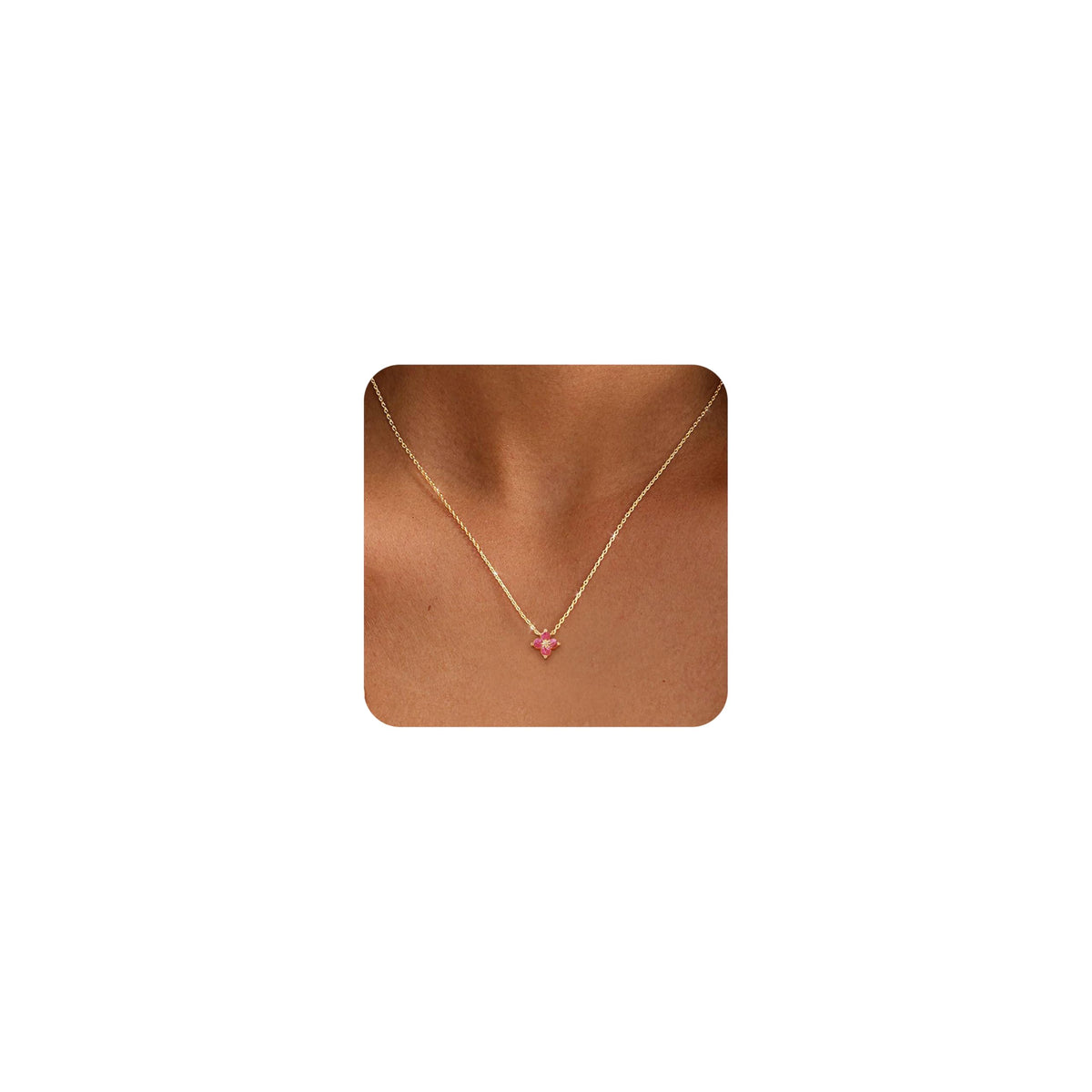 ZHESHY Birthstone Gold Necklaces for Women Dainty 14K Gold Plated Necklace