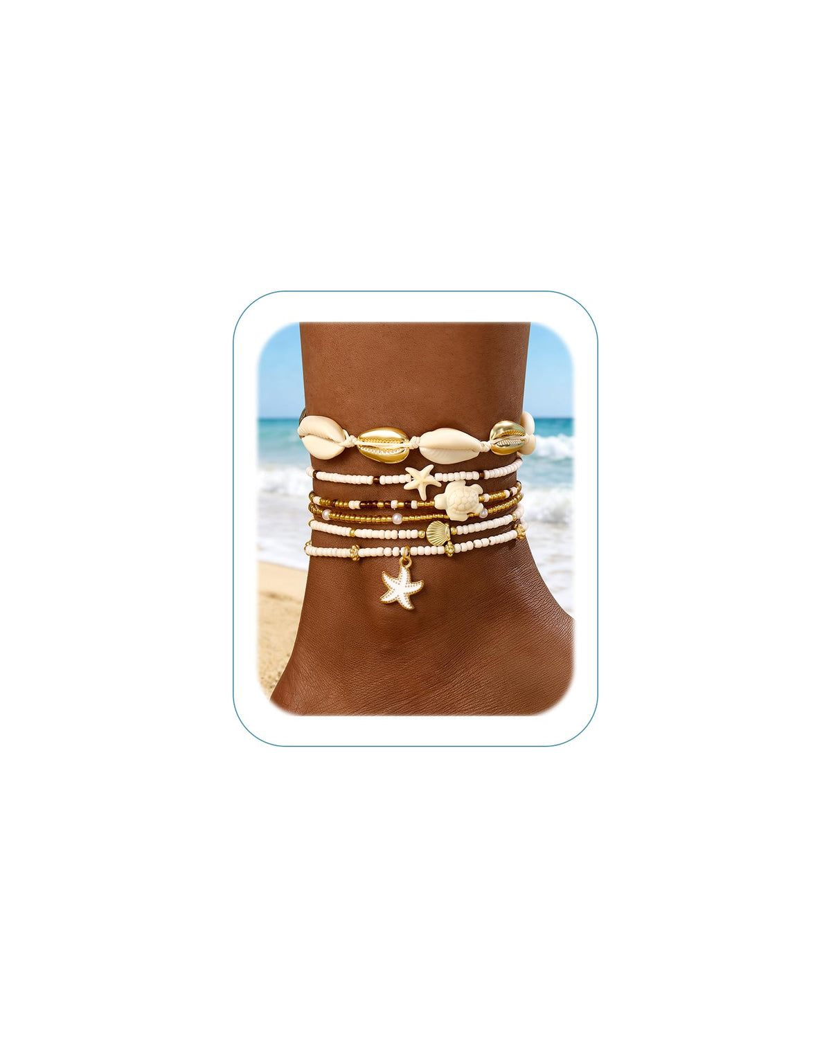 iF YOU Gold Ankle Bracelets for Women, 14k Gold Plated Waterproof Cuban Link Chain Anklets Set, Layered Anklet Bracelets for Women Beach Gift Adjustable Size 5pcs