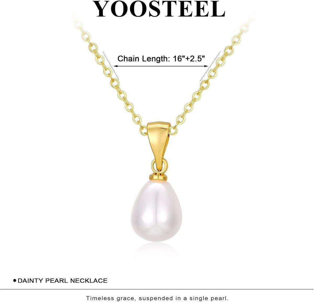 Yoosteel Gold Pearl Necklaces for Women, 14K Gold Plated Pearl Jewelry