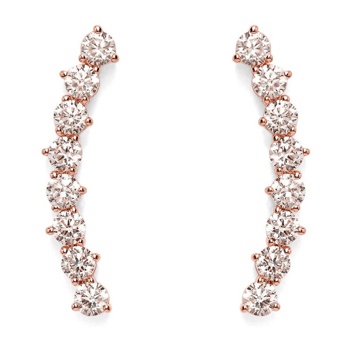 PAVOI 14K Gold Plated Ear Crawler Earrings for Women, CZ Climber Studs