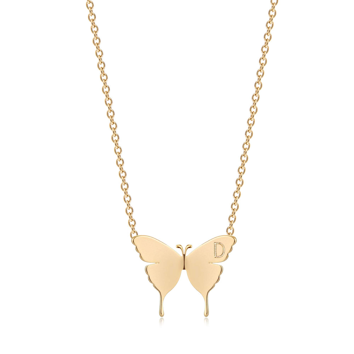 MEVECCO Dainty Polished Butterfly Initial Necklace for Women