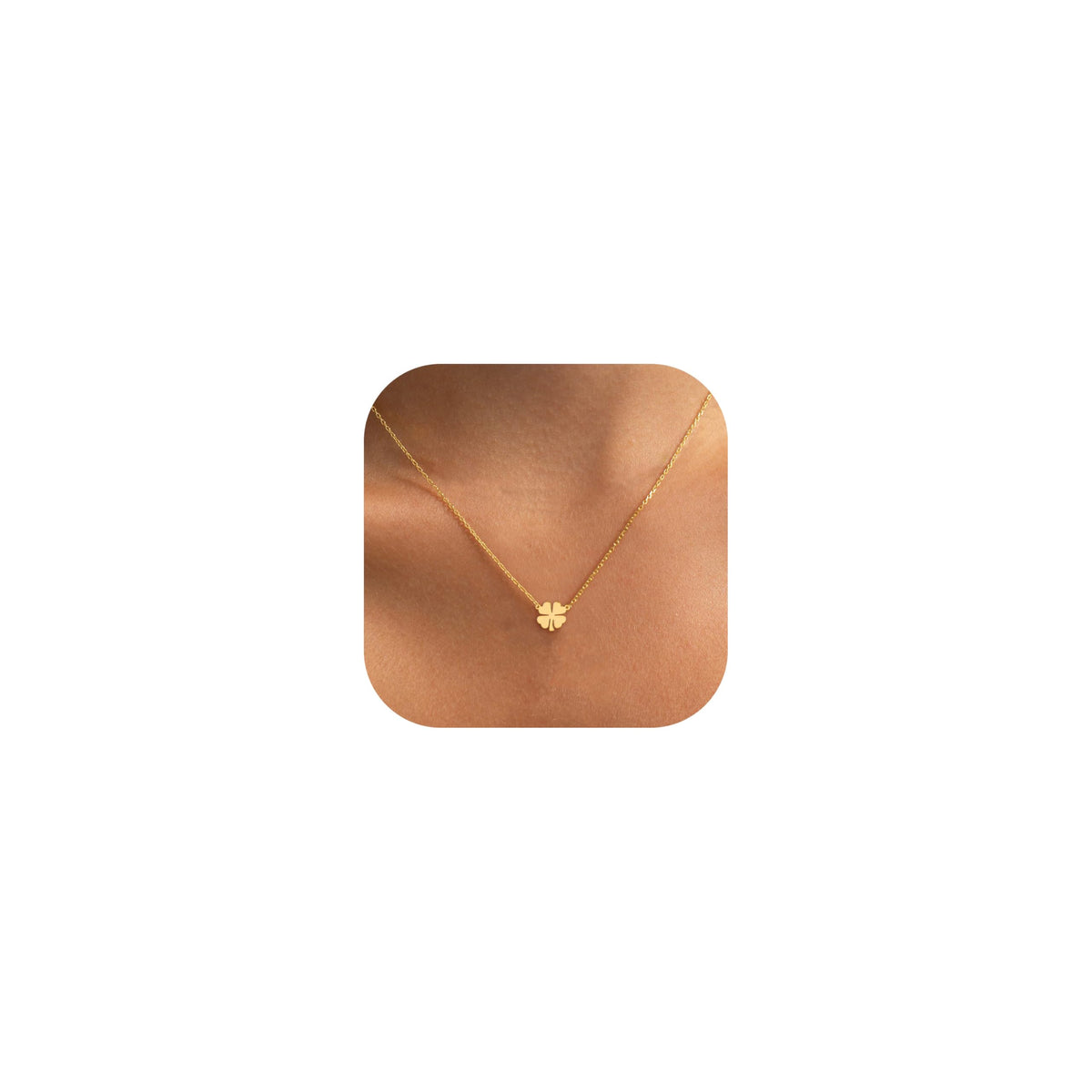 Dainty Gold Necklaces for Women Trendy Non Tarnish 14K Gold Plated Cubic Zirconia Necklace Layered Simple Cute Four Leaf Clover Choker Jewelry Birthday Gifts