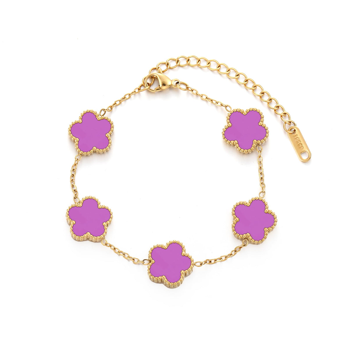 TICVSS Four Leaf Clover Bracelet for Women 18K Gold Plated Stainless Steel Lucky 4 Leaf Gold Link Bracelet Jewelry Gift for Women