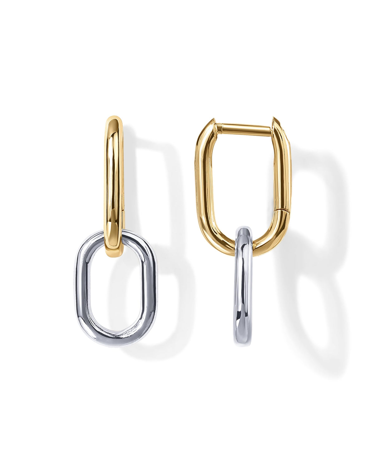PAVOI Dangle Hoop Earrings for Women, 14K Gold Plated Convertible Paperclip