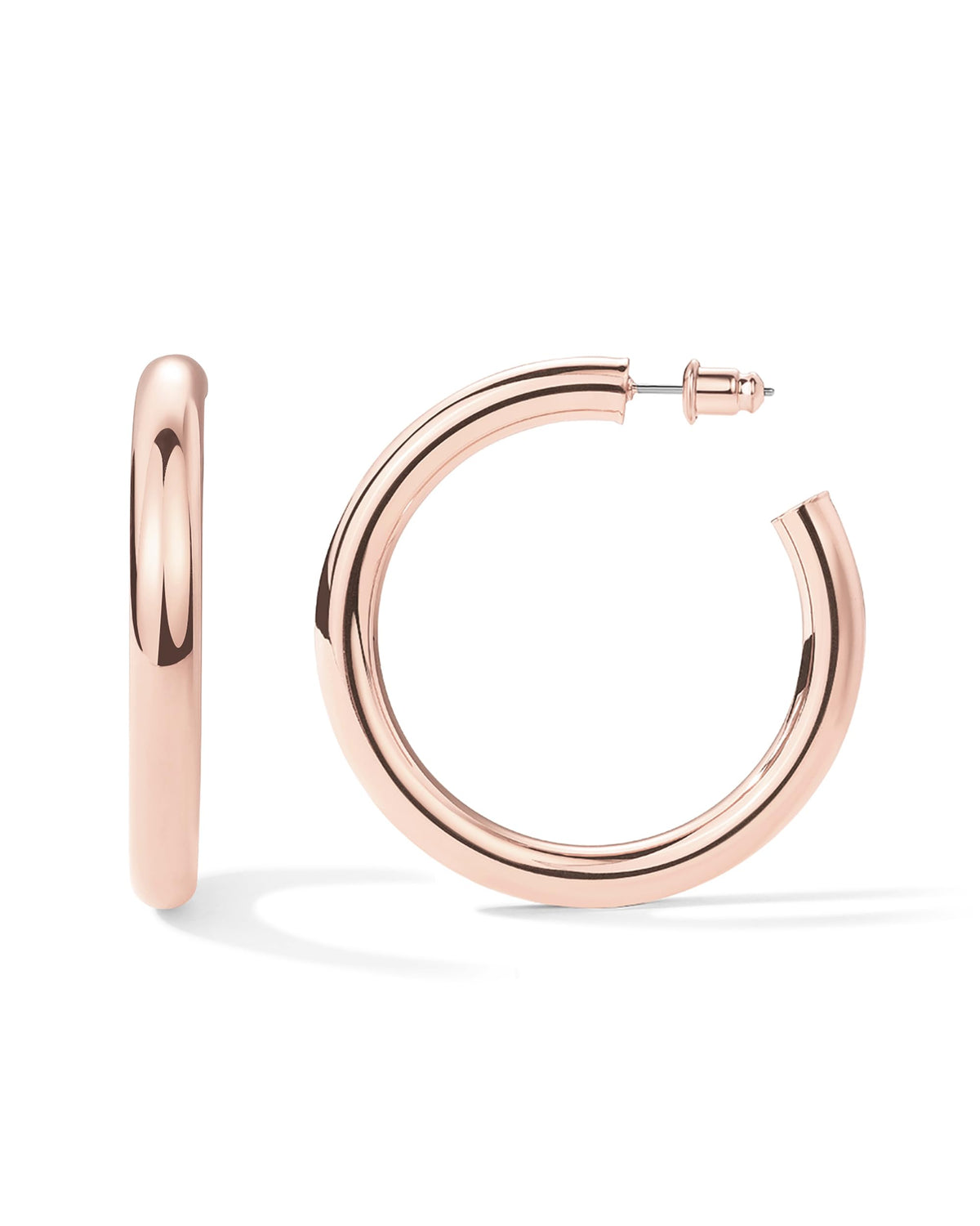 PAVOI Chunky Gold Hoop Earrings for Women, Lightweight 14K Gold Plated