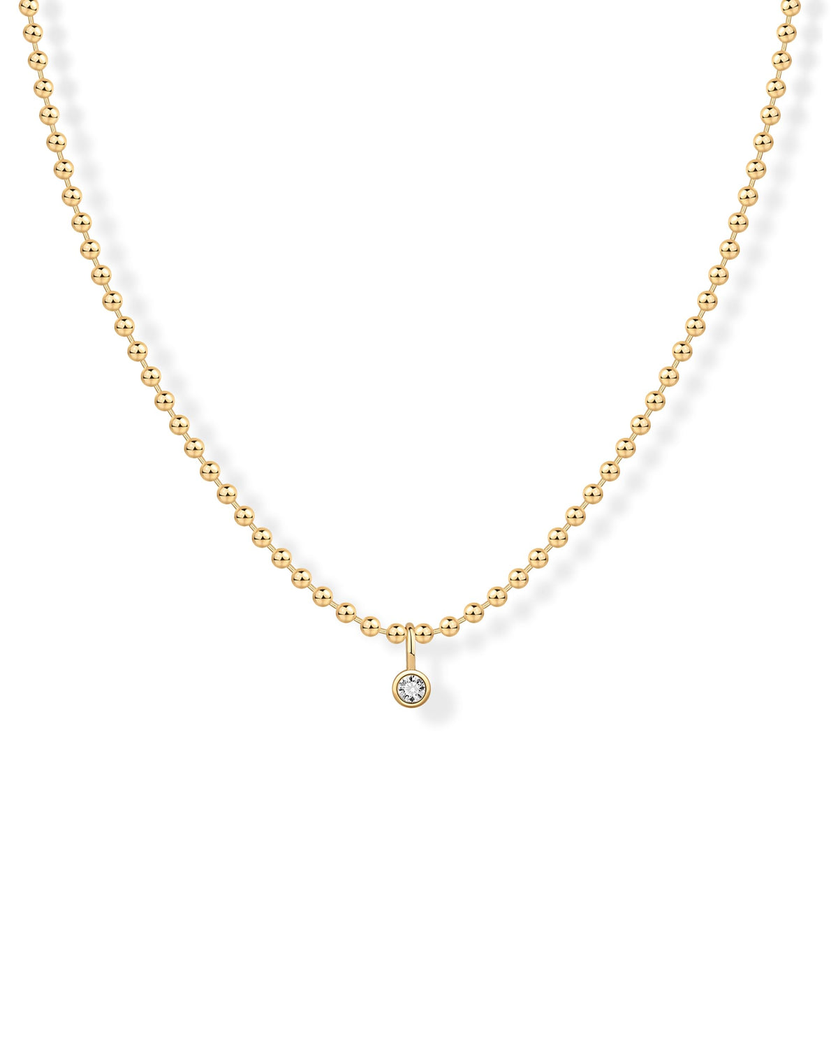 PAVOI 14K Gold Plated Dainty Bezel Set Solitaire Pendant Necklace for Women