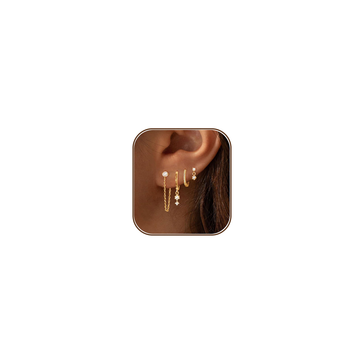 Gold Earrings for Women, 14k Gold Plated Dangle Huggie Earrings for Women Trendy Dainty Gold Hoop Earring Stacks Hypoallergenic Pearl Chain Drop Cartilage Earring Fashion Womens Jewelry