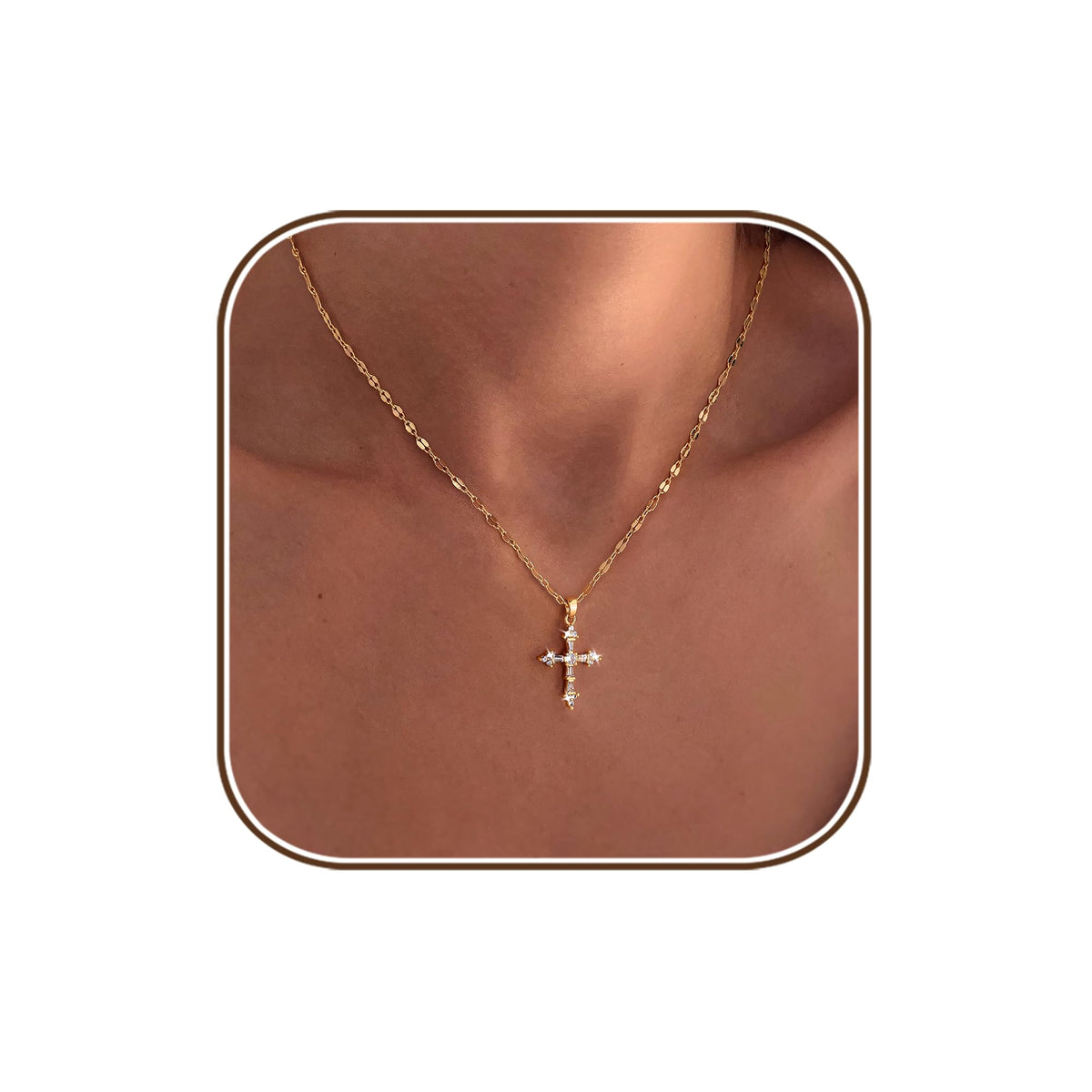 Cross Necklace for Women,14K Gold Plated Cross Pendant Necklace Jewelry