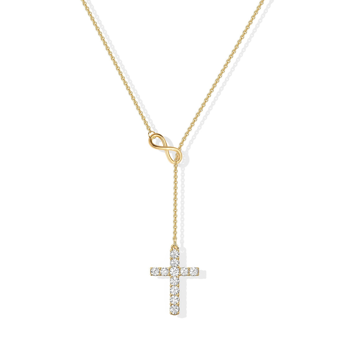 Poxtex Infinity Cross Necklace for Women, 14K Gold Plated Necklace Unique Trendy Cross Pendant Jewelry, Non Tarnish & Waterproof Christian Jewelry - First Communion Confirmation Easter Gifts