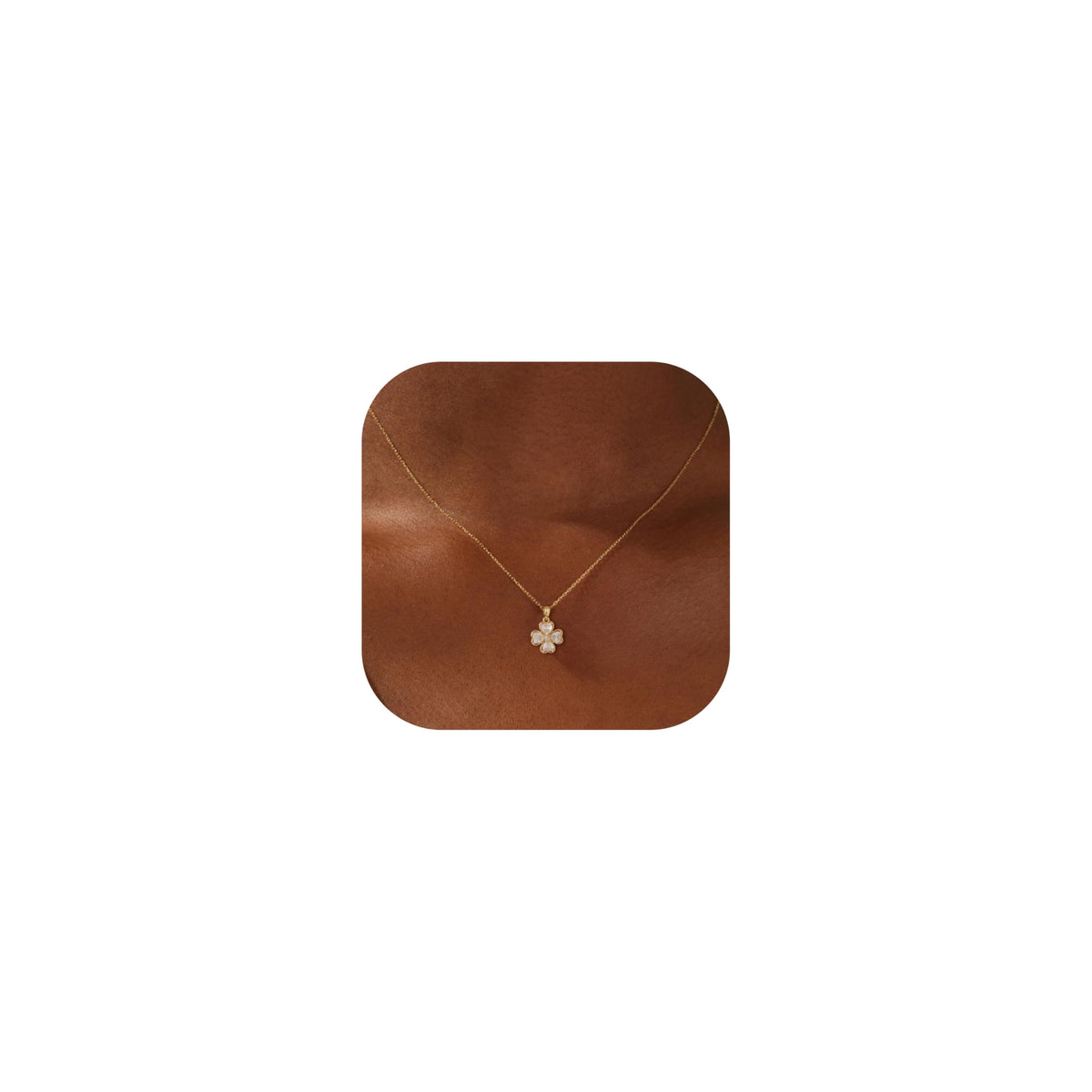 Dainty Gold Necklaces for Women Trendy Non Tarnish 14K Gold Plated Cubic Zirconia Necklace Layered Simple Cute Four Leaf Clover Choker Jewelry Birthday Gifts