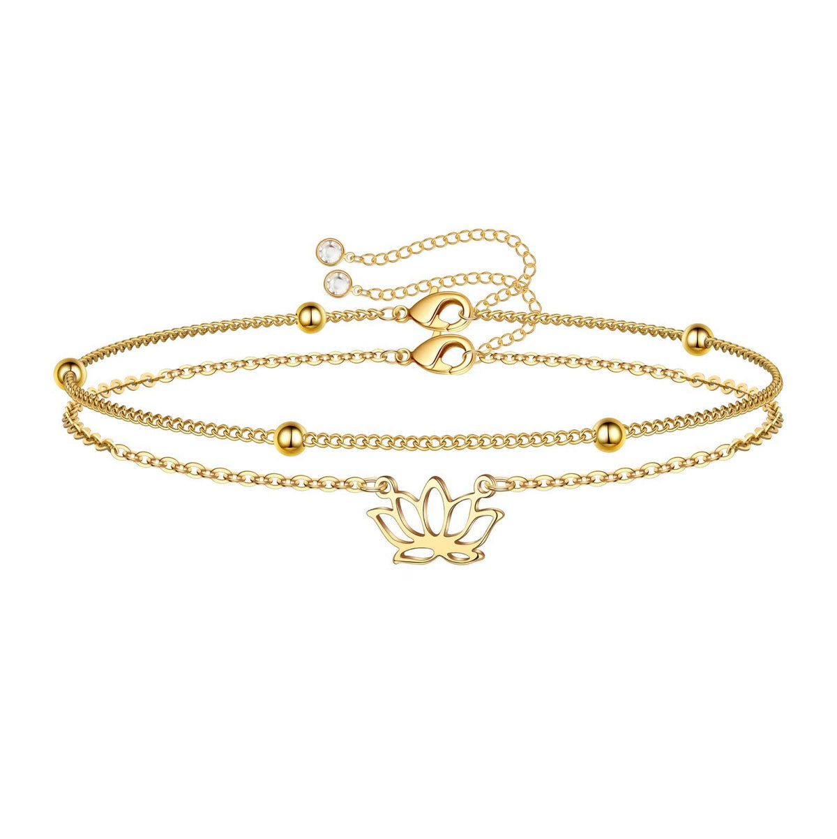 Dainty Gold Bracelets for Women, 14K Gold Plated Adjustable Layered Beads Bracelet Cute Evil Eye Oval Chain Pearl Bar Turtle Gold Bracelets for Women Jewelry