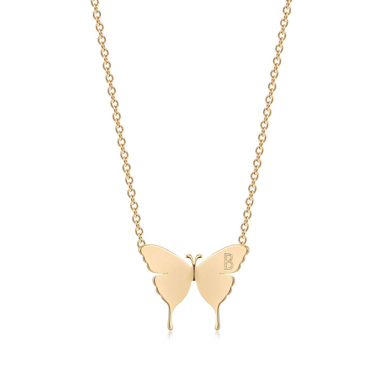 MEVECCO Dainty Polished Butterfly Initial Necklace for Women