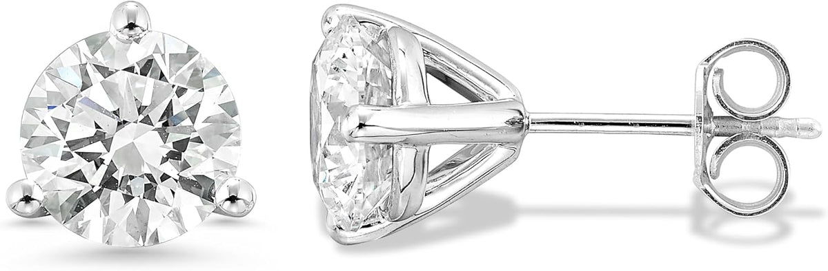 1.5-4.0 Carat Lab Grown Diamond Round Stud Earrings 14K Gold
