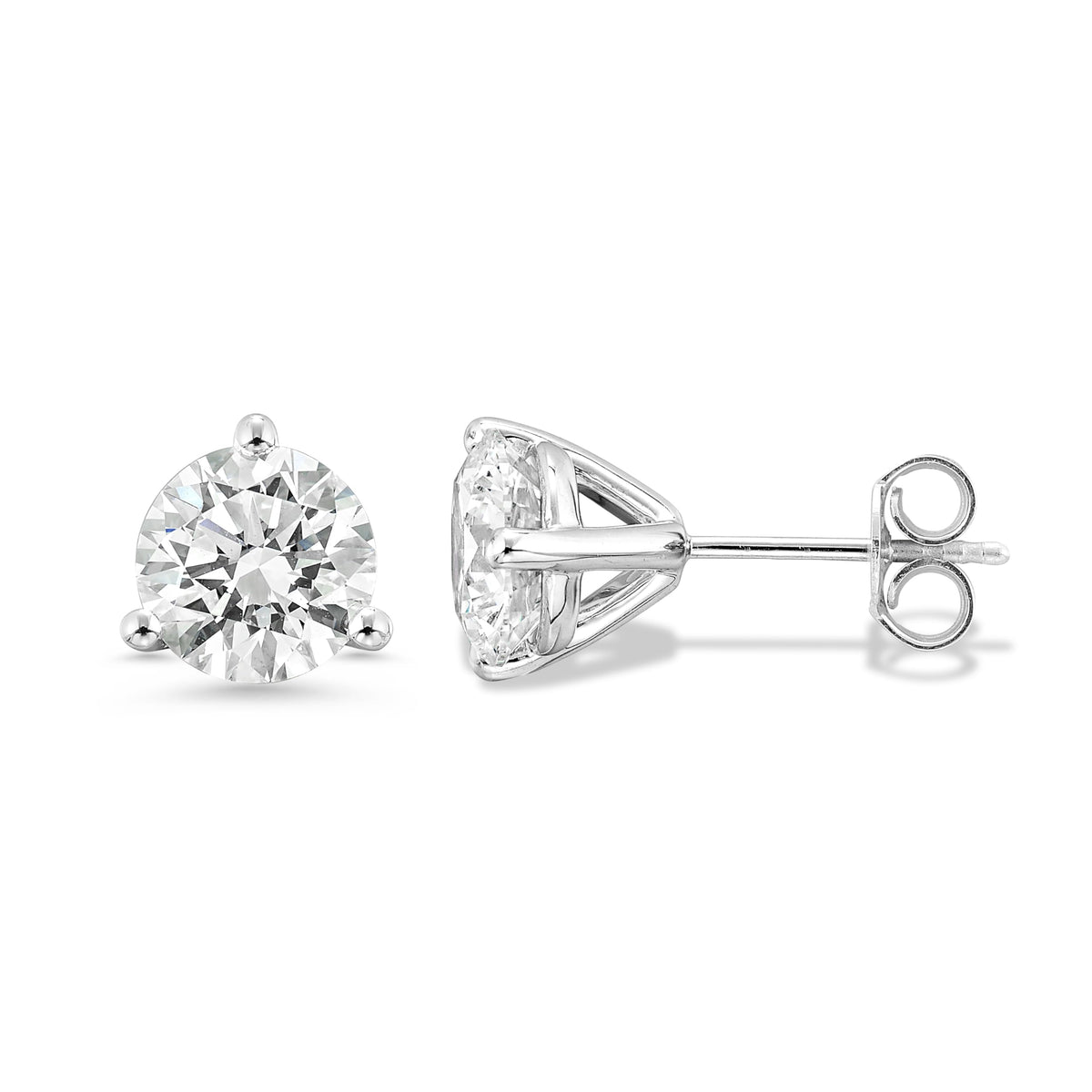 1.5-4.0 Carat Lab Grown Diamond Round Stud Earrings 14K Gold
