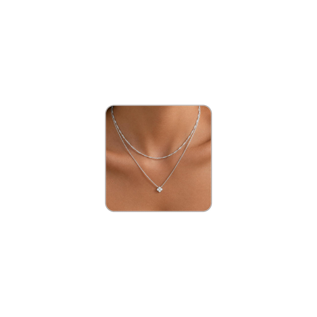 Dainty Gold Necklaces for Women Trendy Non Tarnish 14K Gold Plated Cubic Zirconia Necklace Layered Simple Cute Four Leaf Clover Choker Jewelry Birthday Gifts