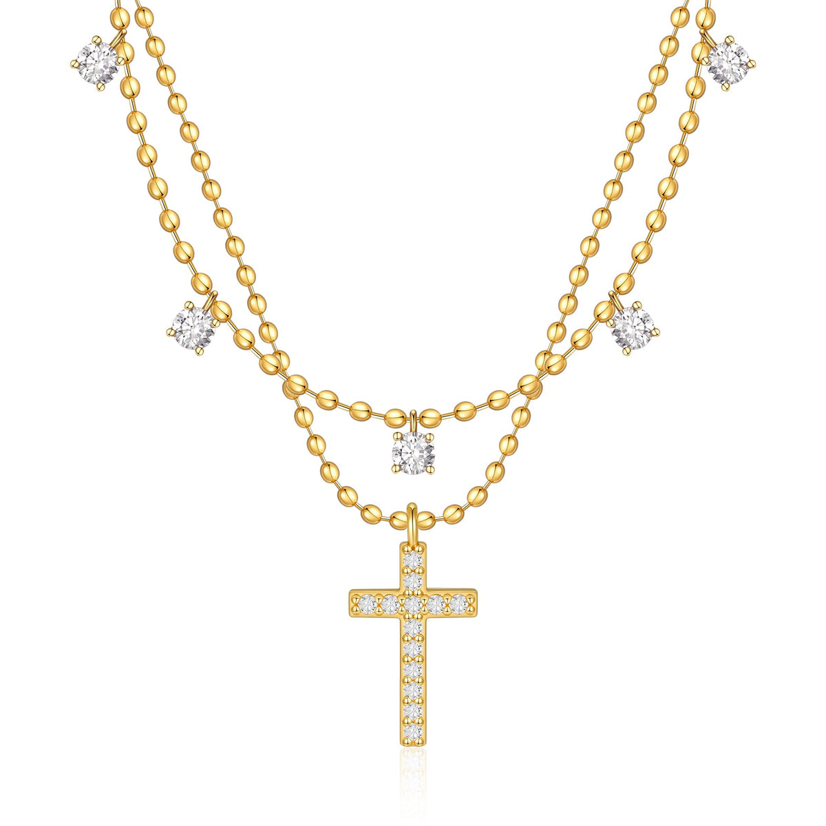Rotnso Cross Necklace for Women 14K Gold Plated Dainty Small Pendant Choker