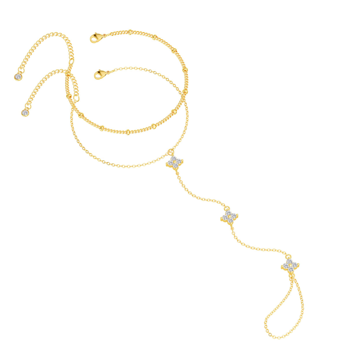 CHESKY 14K Gold Plated Hand Chain Bracelets for Women Stack Jewelry