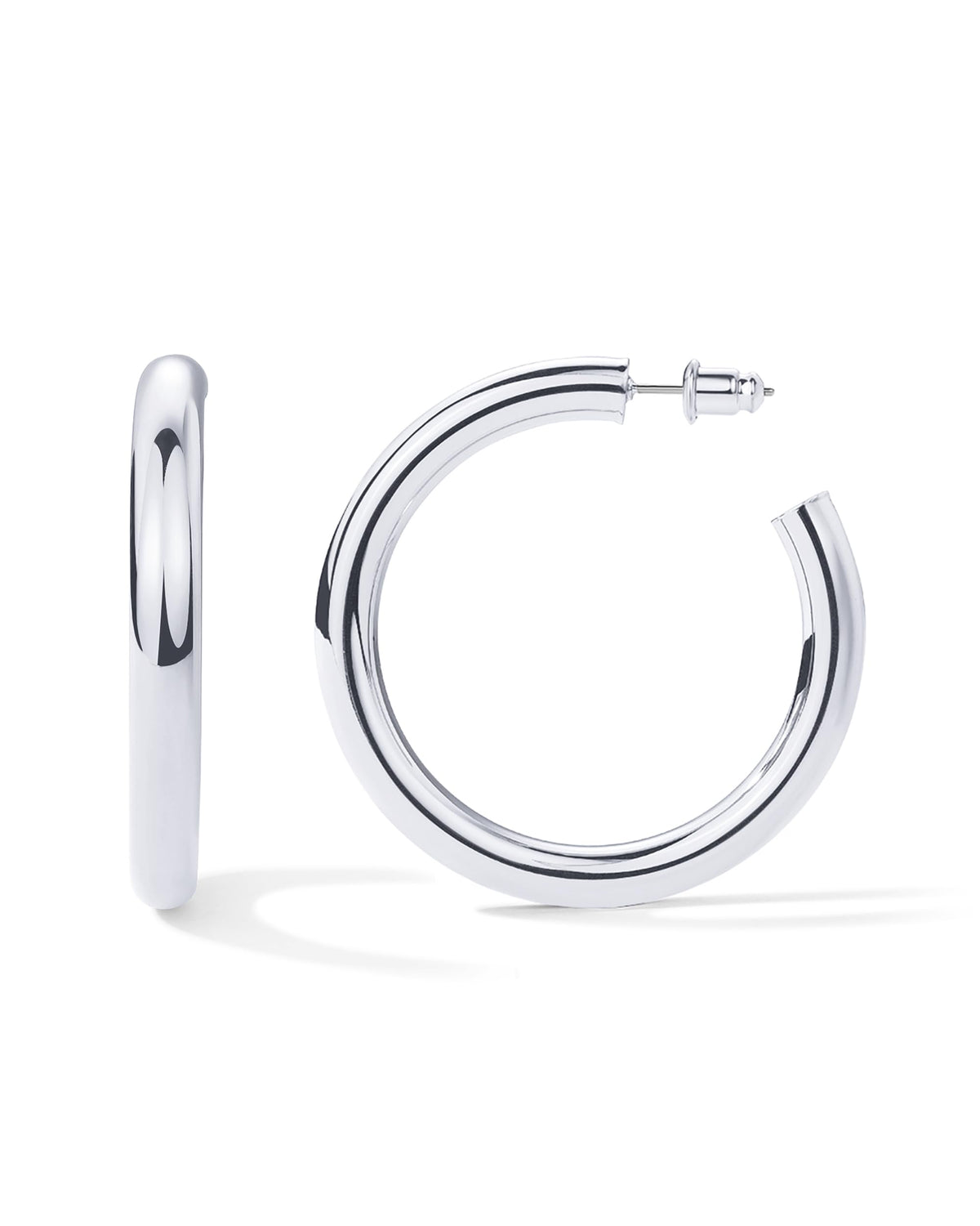 PAVOI Chunky Gold Hoop Earrings for Women, Lightweight 14K Gold Plated