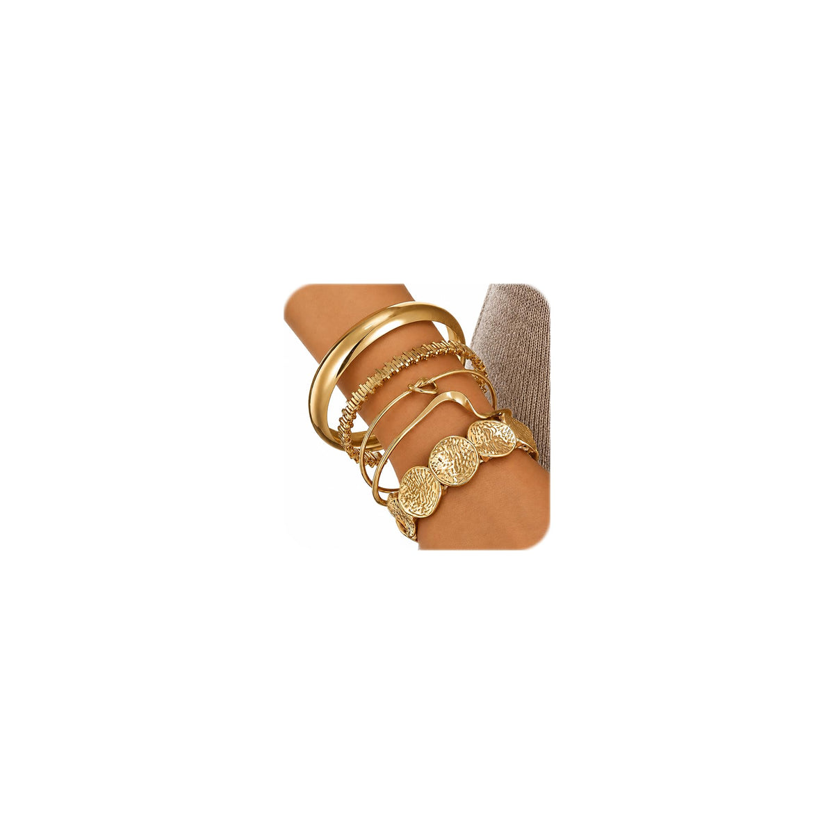 iF YOU Gold Bangle Bracelets for Women, Dainty Knot 14K Gold Plated Multi Layer Bangle Cuffs, Personalized Boho Chunky Bracelets for Women Jewelrys Set Gifts