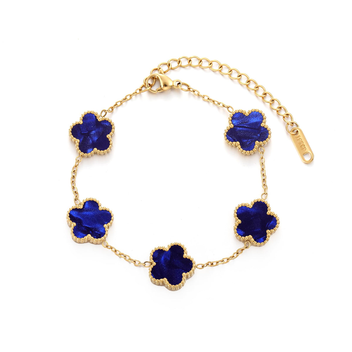 TICVSS Four Leaf Clover Bracelet for Women 18K Gold Plated Stainless Steel Lucky 4 Leaf Gold Link Bracelet Jewelry Gift for Women