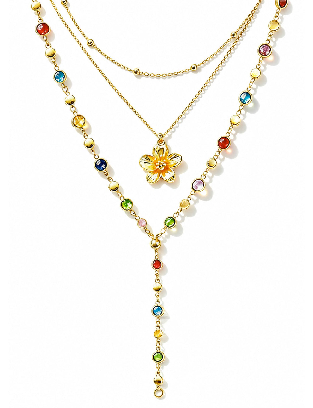 4PCS Layered Gold Cross Necklaces for Women Trendy, Bohemian Bead Pearl Y Long Pendant Necklace Set, Vintage Rosary Necklace Stack Adjustable Length