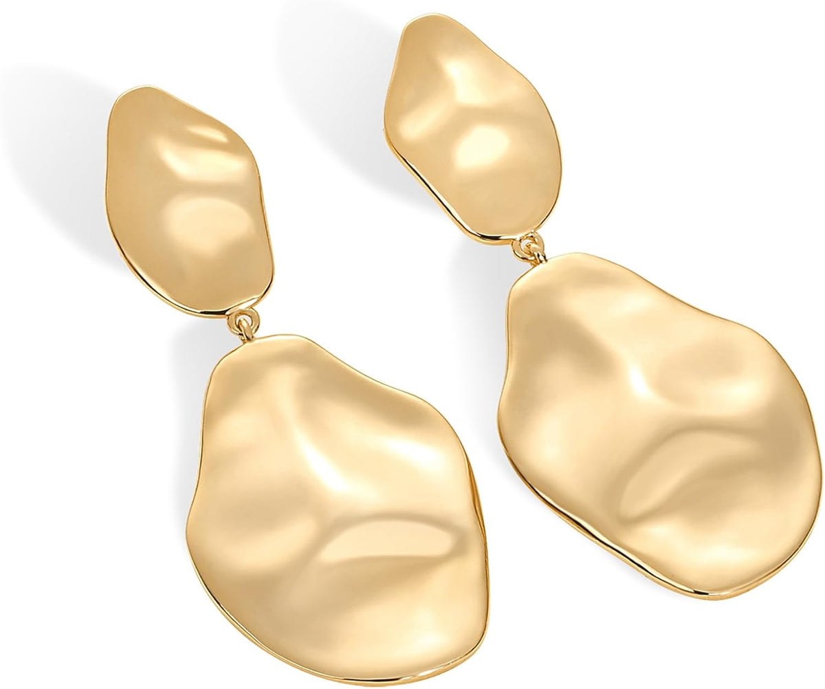 PAVOI 14K Gold Plated Teardrop Statement Drop Dangle Earrings for Women