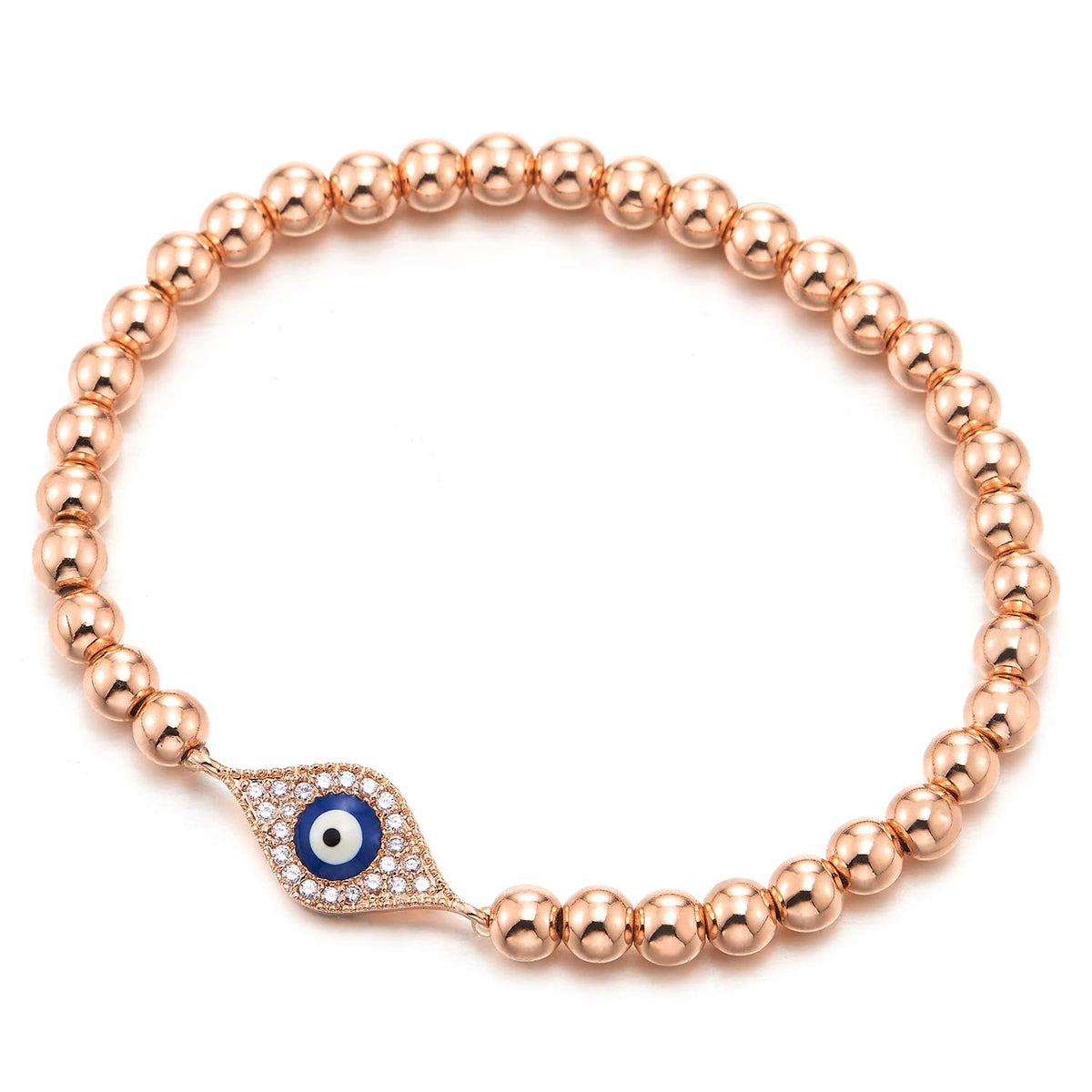 Beads Bracelet for Women Men with Cubic Zirconia Protection Evil Eye