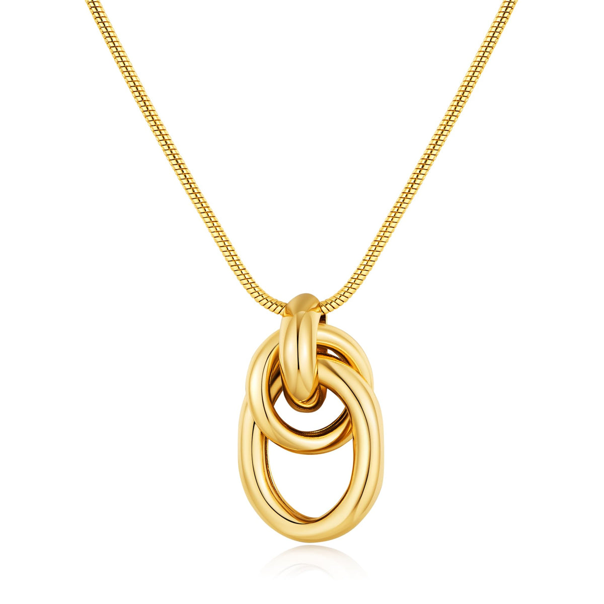 Gold Tone Irregular Oval Pendant Necklace for Women, Minimalist Chunky Snake Chain Necklace, Dainty 14K Gold Plated Statement Long Necklace