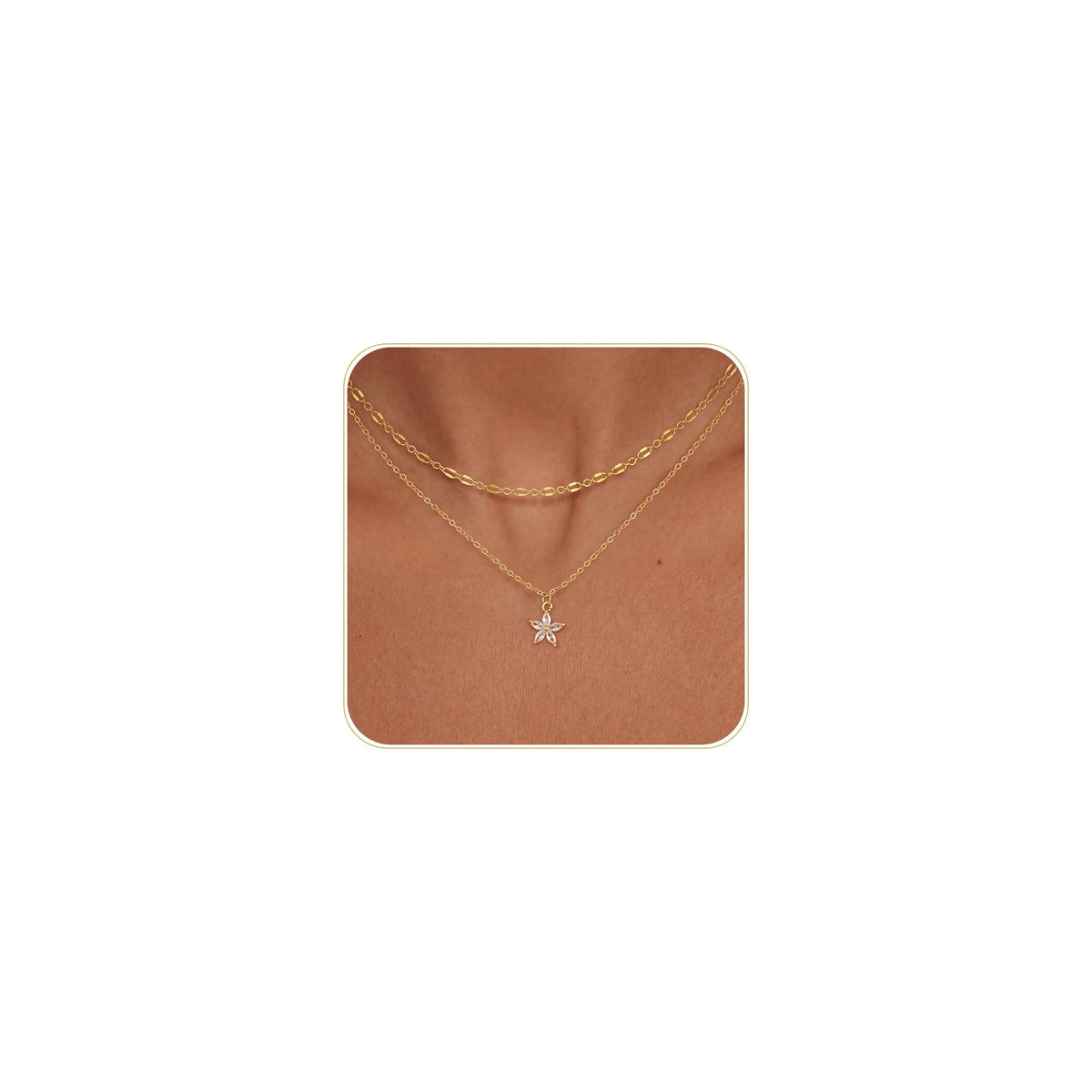 Tewiky Dainty 14k Gold Plated/Silver Cubic Zirconia Necklaces for Women
