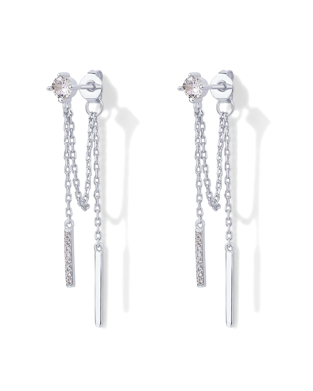 PAVOI 18K Gold Plated Drop Chain Earrings for Women, Dangle Chain Studs