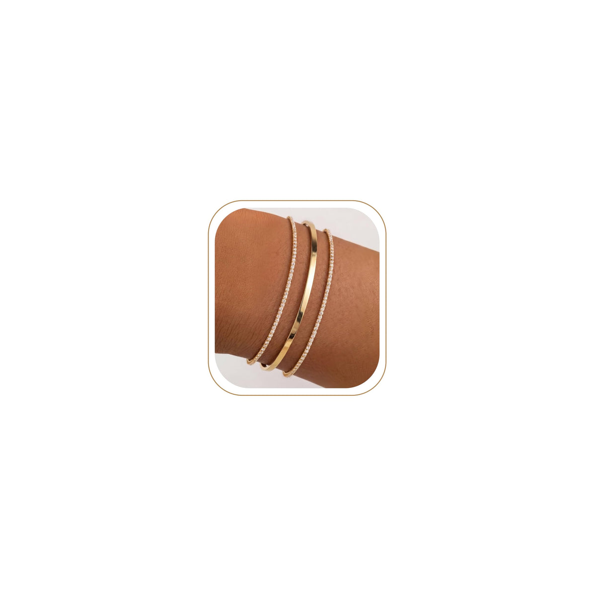 Dainty Gold Bracelet for Women Trendy Non Tarnish, Thin Bracelets Stackable Set with Bangle Cuff, Box, Herringbone, Paperclip, Figaro, Sparkling Link Chains Waterproof, Simple Jewelry Gifts for Women