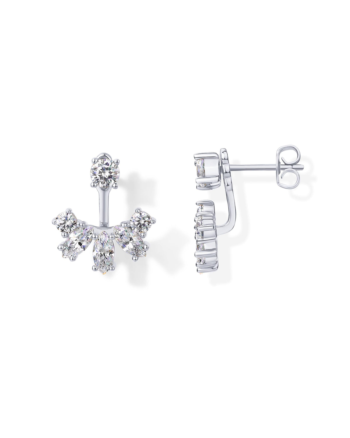 PAVOI 14K Gold Plated CZ Earring Jacket for Women, Front Back Stud Earrings