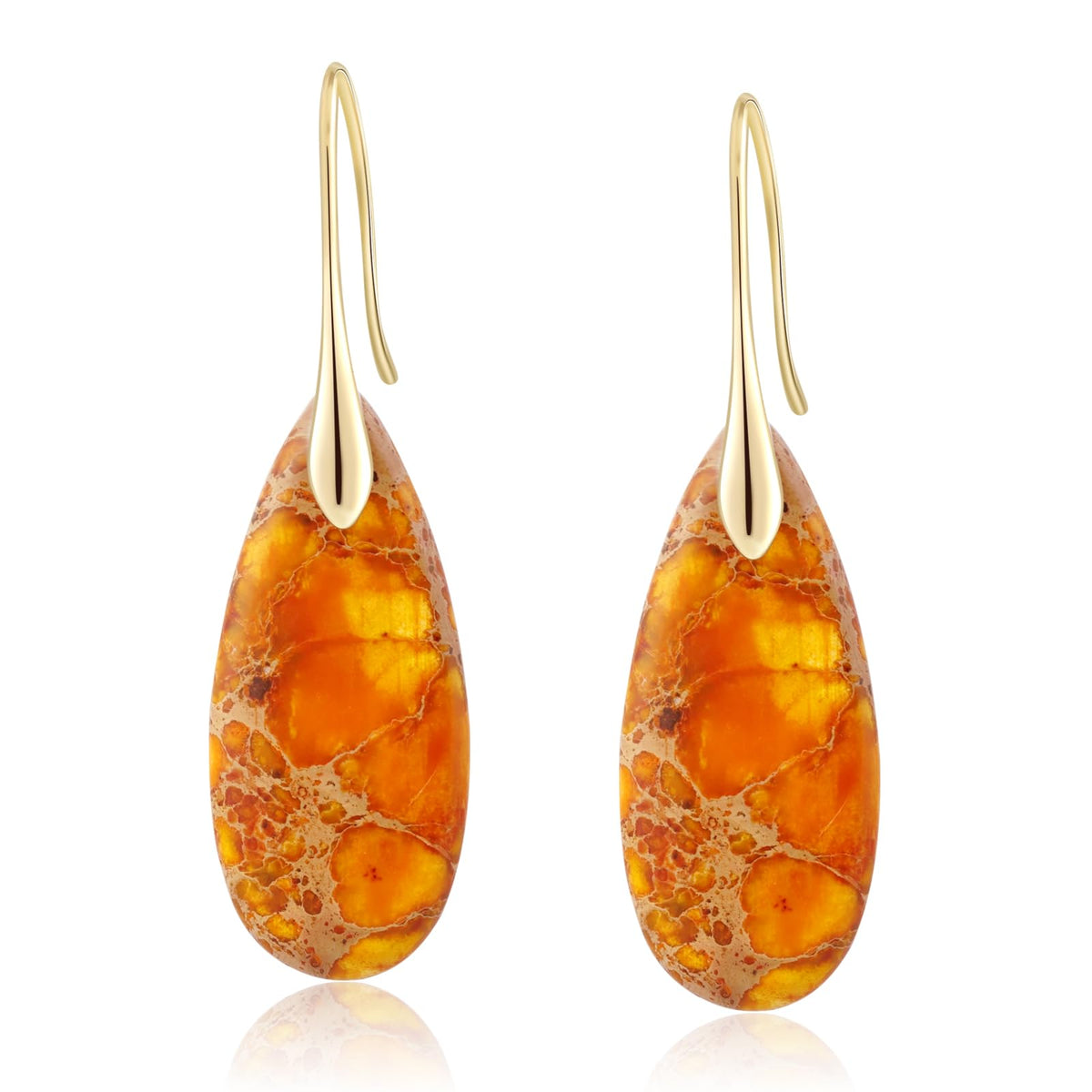 Sriomu Natural Healing Stone Fishhoop Dangle Drop Earrings Statement Gold silver earrings