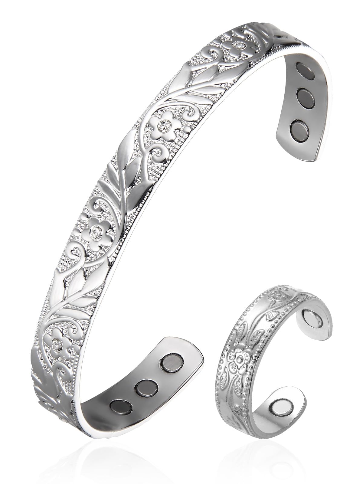 BioMag Copper Magnetic Bracelet Set for Women Men, Pure Copper Jewelry Gift