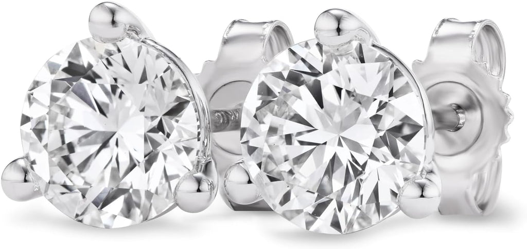 1.5-4.0 Carat Lab Grown Diamond Round Stud Earrings 14K Gold