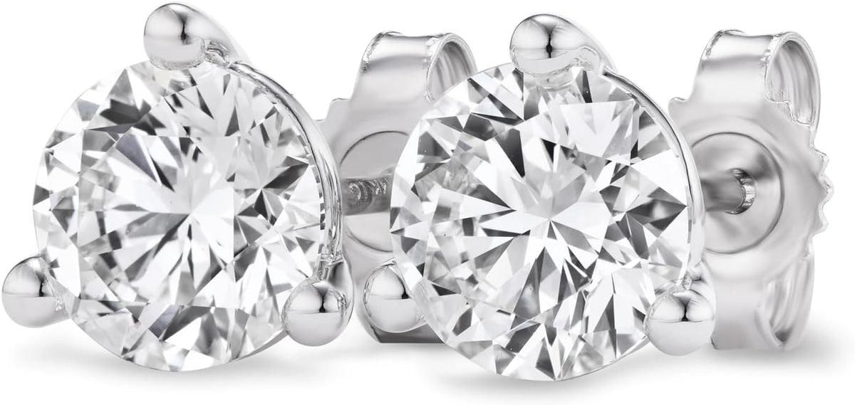 1.5-4.0 Carat Lab Grown Diamond Round Stud Earrings 14K Gold