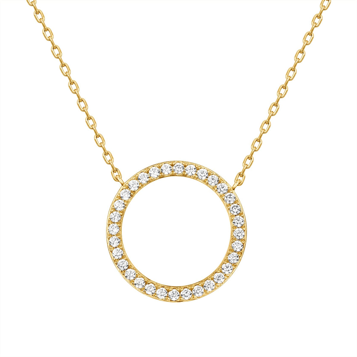 PAVOI 14K Gold Plated Bezel CZ Pendant Necklace for Women, Halo Choker