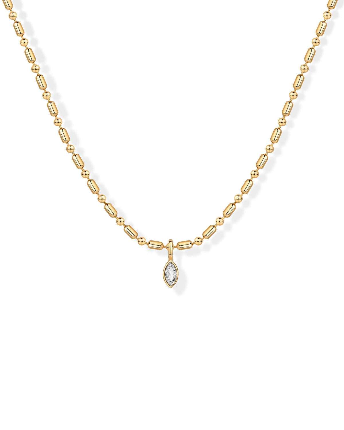 PAVOI 14K Gold Plated Dainty Bezel Set Solitaire Pendant Necklace for Women