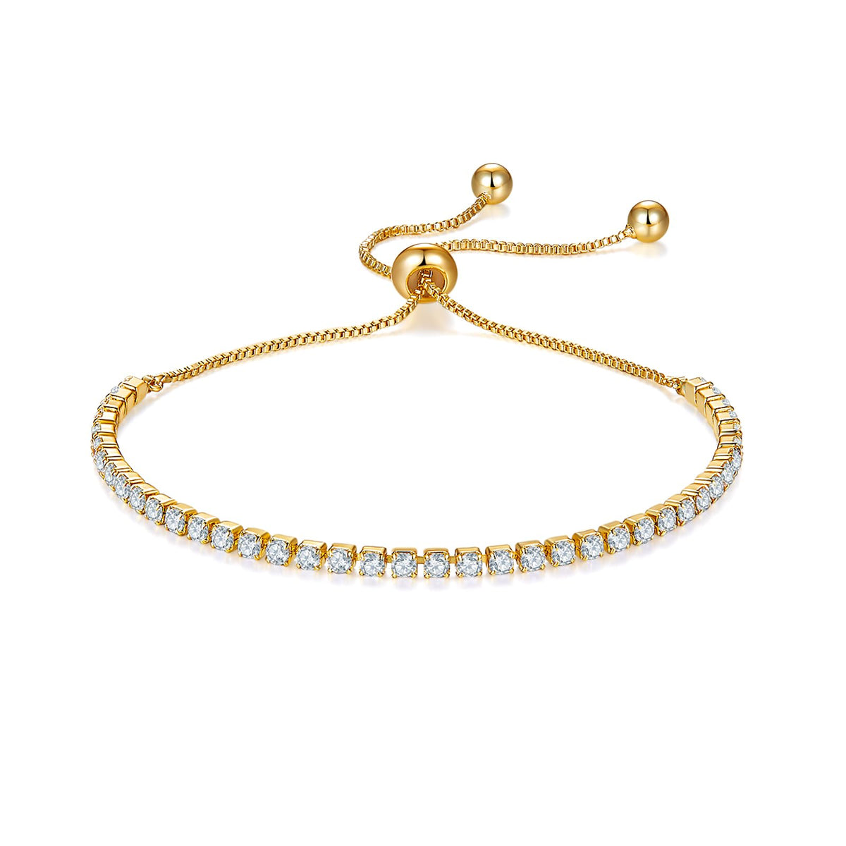 MINDDHA Tennis Bracelet, Gold Plated, 2mm/3mm, 5.5-8" or Adjustable
