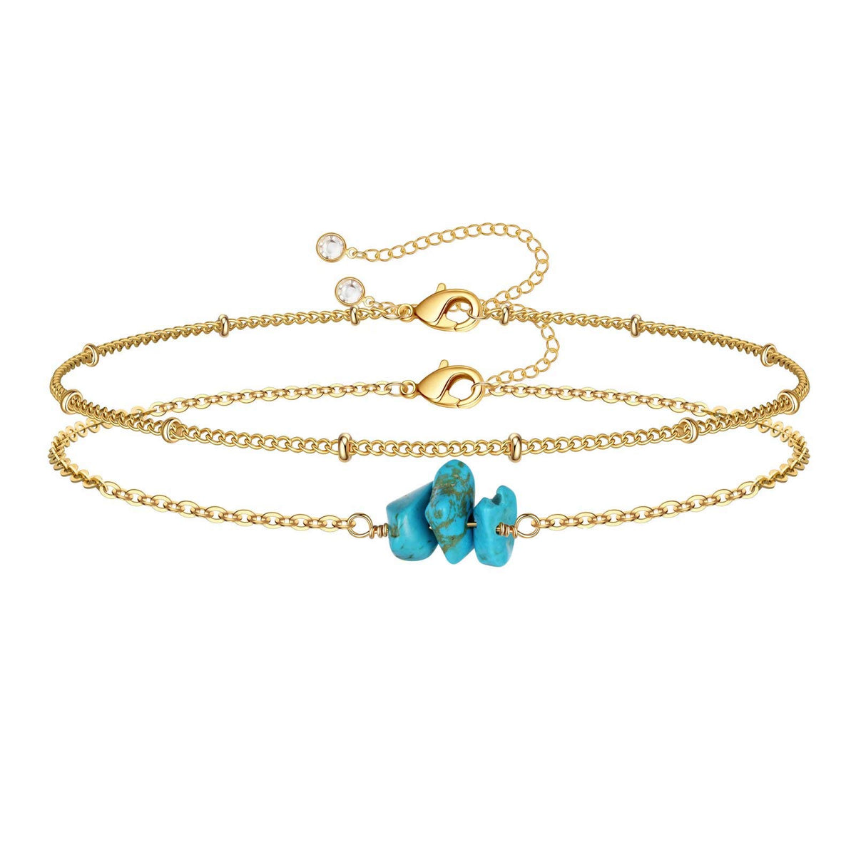 Dainty Gold Bracelets for Women, 14K Gold Plated Adjustable Layered Beads Bracelet Cute Evil Eye Oval Chain Pearl Bar Turtle Gold Bracelets for Women Jewelry