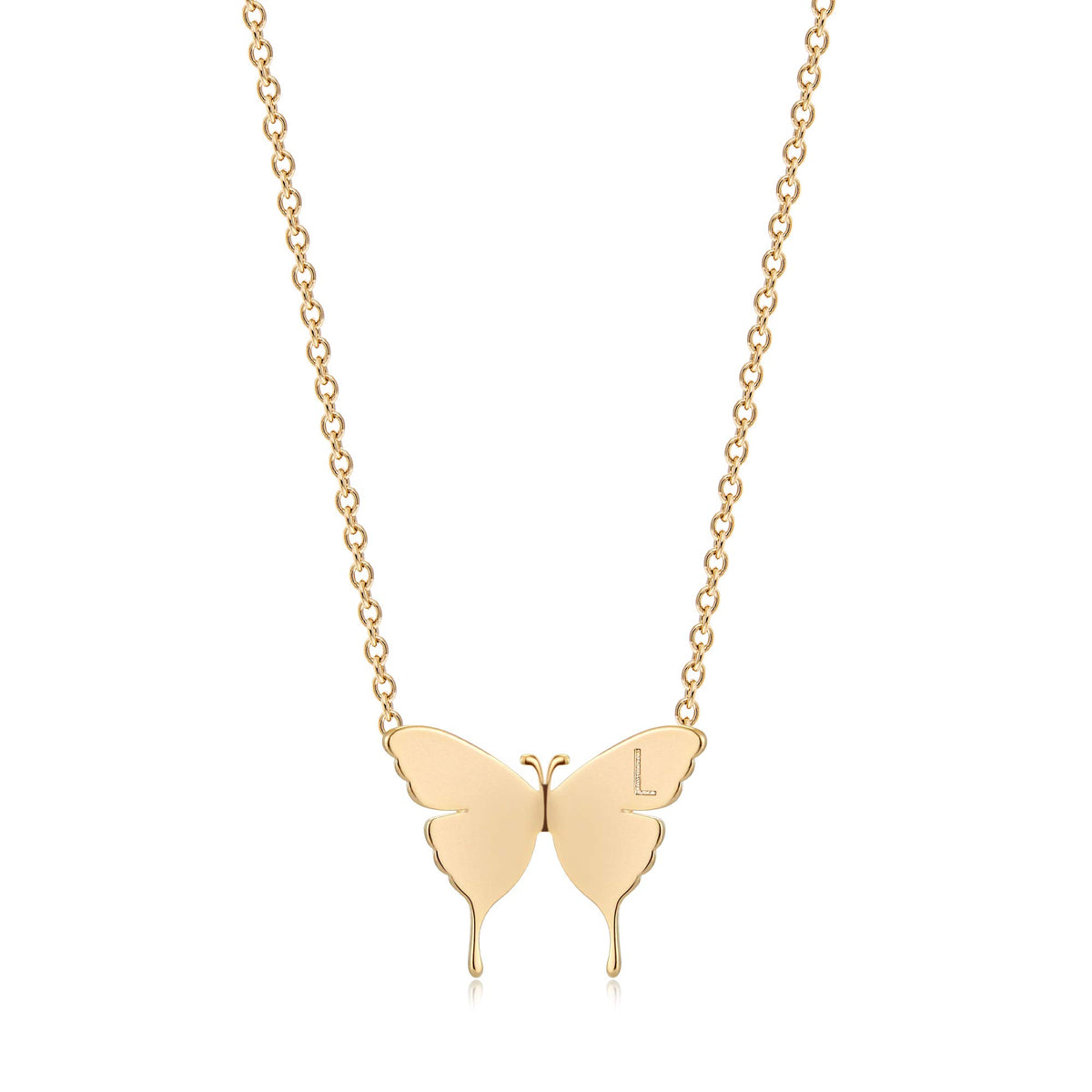 MEVECCO Dainty Polished Butterfly Initial Necklace for Women