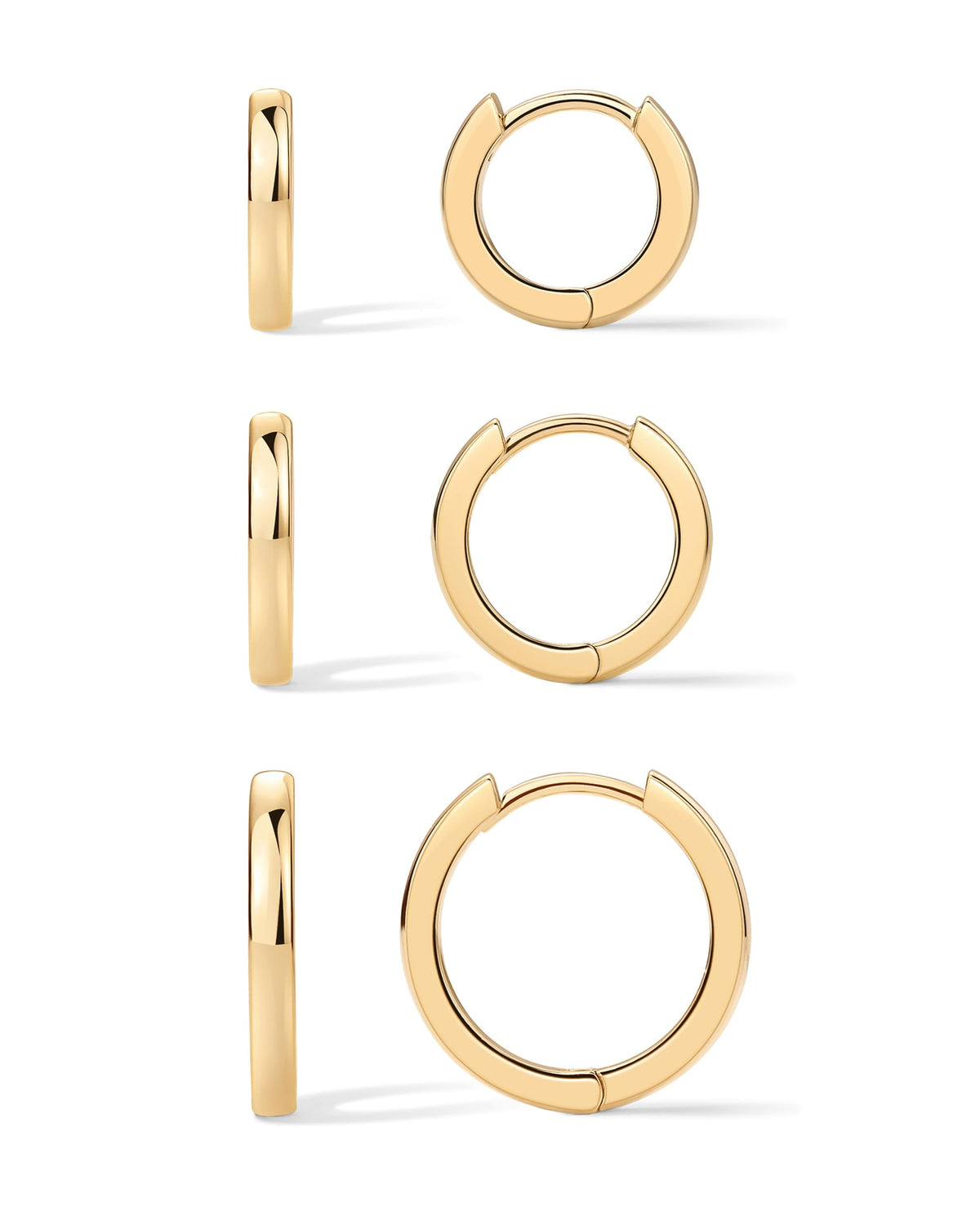 PAVOI Gold Huggie Earrings for Women, 14K Gold Plated CZ Set of 3
